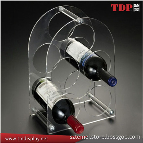 5 bottle plexiglass customized display holder acrylic wine rack